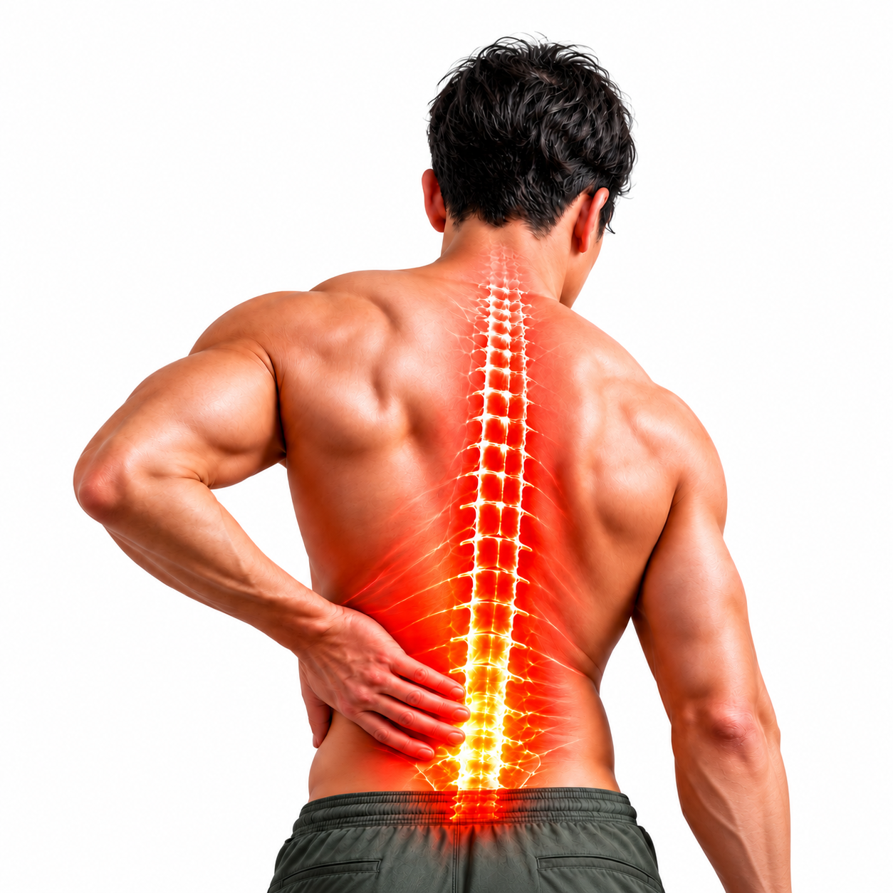 glowing spine and lower back pain